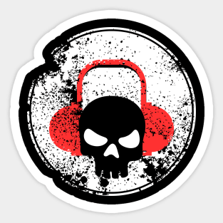 Skull with Headphones - Vintage Sticker